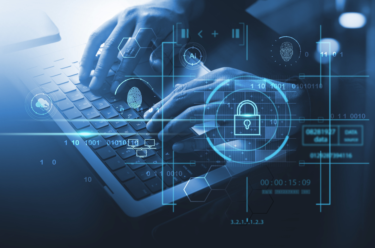 Cyber,Security,Network.,Data,Protection,Concept.,Businessman,Using,Laptop,Computer