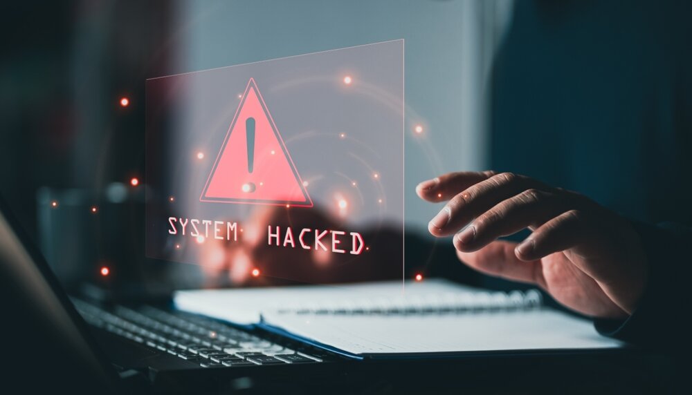 System,Hacked,Alert,After,Cyber,Attack,On,Computer,Network.,Compromised